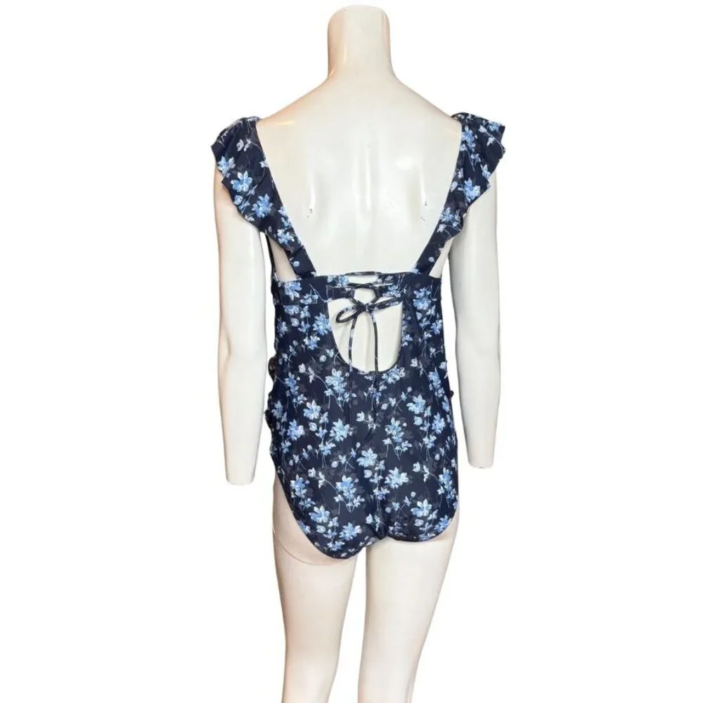 A Pea in the Pod Navy Floral Maternity Swim Suit Size M NWT - Picture 2 of 4
